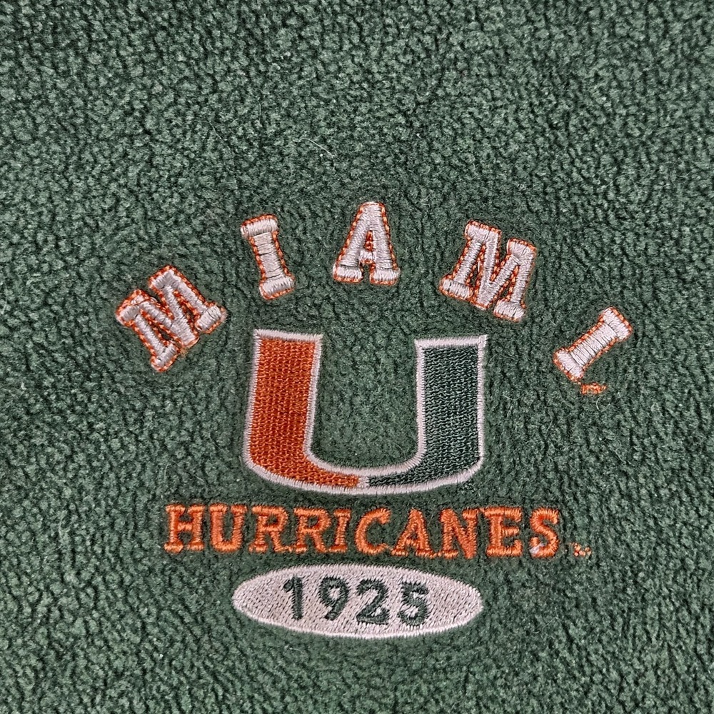 Vintage Miami Hurricanes Sweatshirt Mens Green XL Fleece 1/4 Zip Pro Player Y2K - Picture 4 of 9